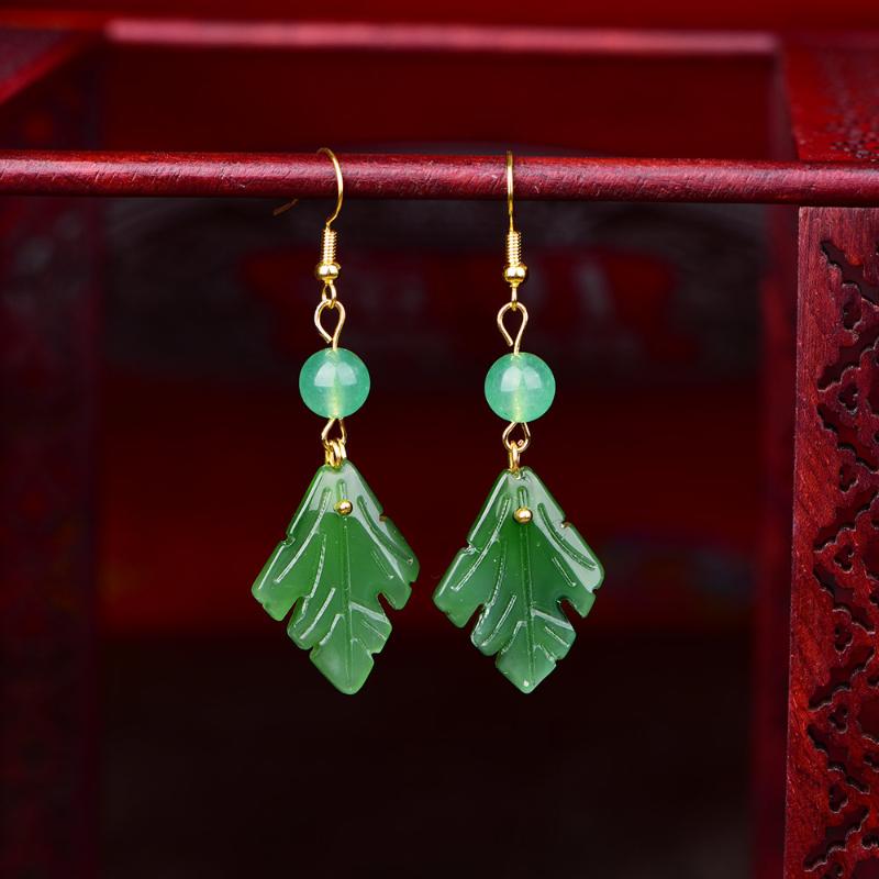 

Dangle & Chandelier Luxury Vintage Earrings For Women Green Leaf Ethnic Fashion Brincos Ear Rings Accessories Jewelry 2021