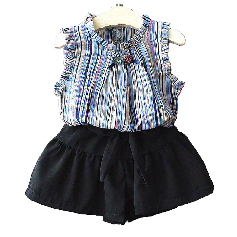 

Baby Girls Clothing Sets Children Fashion T shirts And Shorts Suit Summer Girls Chiffon T-shirt Shorts Clothes Set Kids Costume, Yellow