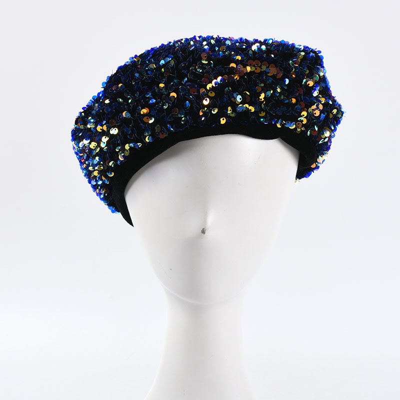 

Fashion beret women glitter sequins beret women dance cap girls personality elegant nightclub hat, 01