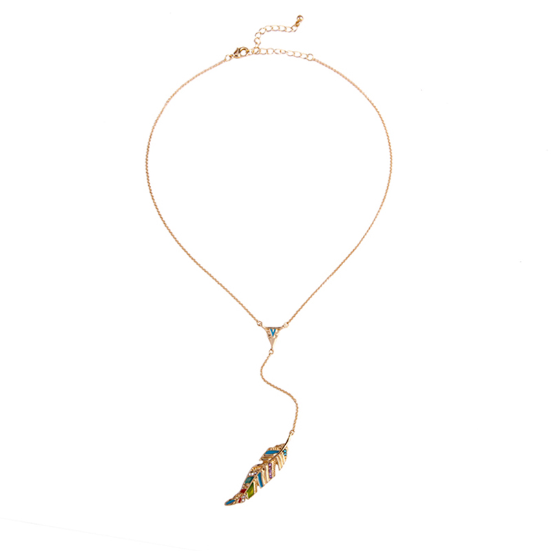 

Bohemia Featheriness Series Short Necklace Crystal Pendants For Women Fashion Jewelry Drop Shipping Accessories