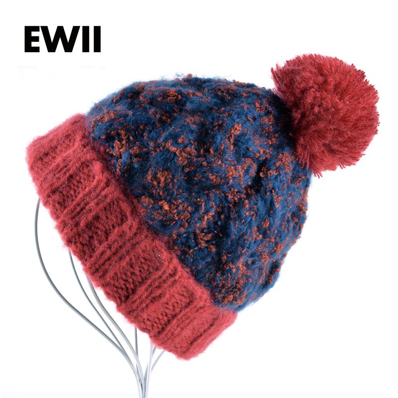 

Winter beanie hats for women wool knitted hat girl 's beanies cotton cap gorro new thick female bonnet leisure caps gorros, White