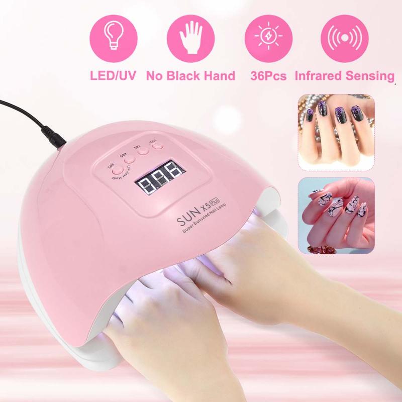 

UV LED Lamp for Nail Dryer Lamp for Manicure Gel Polish Machine Nail Drying with Infrared Sensing LCD Display Timer, Pink
