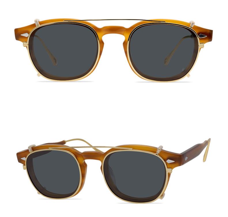 

Brand Men Shades Clip-on Polarized Lenses Sunglasses Eyeglasses Frames Women Acetate Sun Glasses Eyewear Optical Glasses with Glasses Case