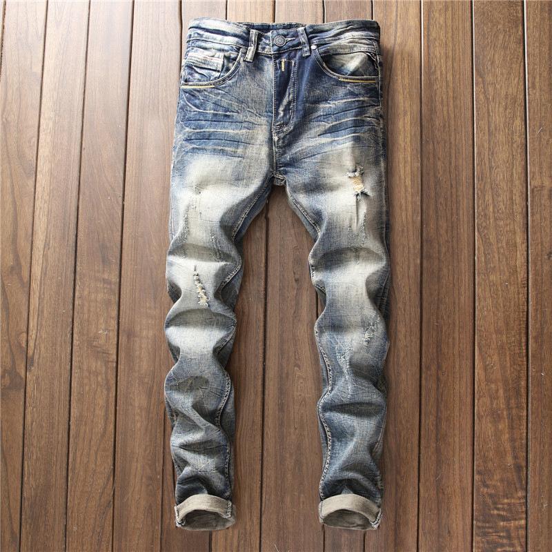 

Hip HopDesign Brand Jeans For Men'S Straight 2020 Fashion Hole Ripped Distressed Moto Bike Vintage Jean Plus Size kg-205, 8908