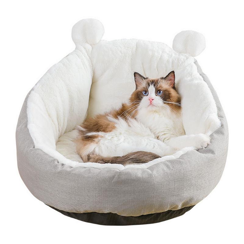 

Pet Dog Cat Warm Bed Winter Lovely Dog Bed Soft Material Pet Nest Cute Kennel For Cat Puppy Sofa Beds, Coffee