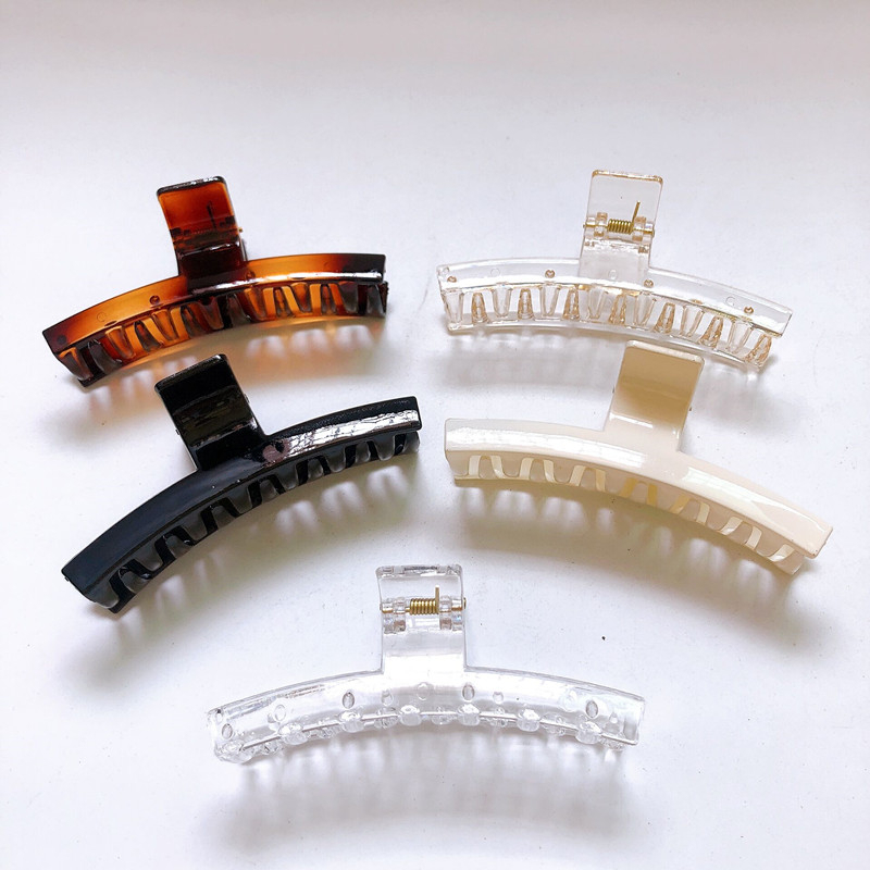 

Korean Simple Hairpins For Women Quality Plastic Hair Claw Solid Transparent Crabs For Hair Rectangle Clamp Bathing Headwear