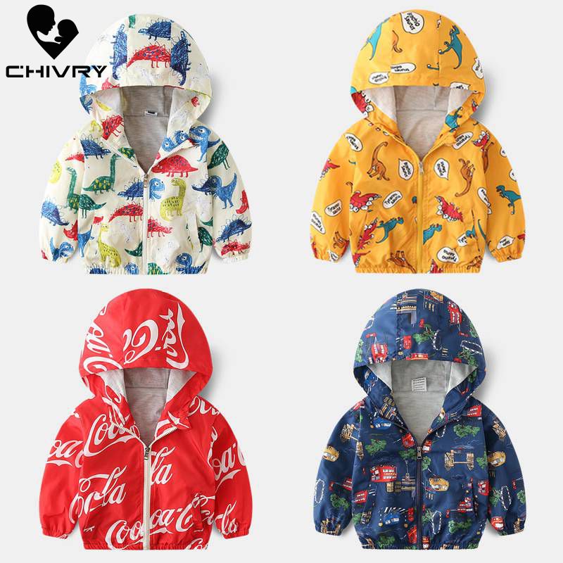 

Spring Autumn Children Coat Kids Jacket Boys Girls Outerwear Boy Fashion Cartoon Print Windbreaker Baby Clothes Clothing, Style 1
