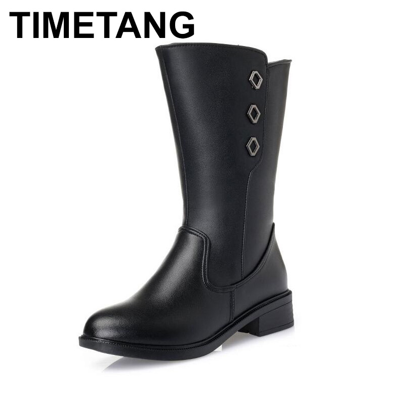 

TIMETANG 2020 new plus size winter women boots Warm and comfortable wool snow boots thick heel In-tube boot women shoes Mar