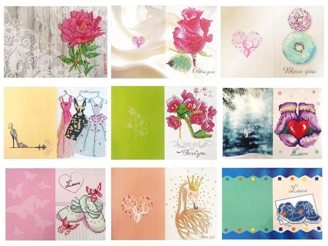 

1PC 5D DIY Drills Diamond Painting Greeting Valentine Card Party Birthday Gifts Postcards Craft Gift for Couple