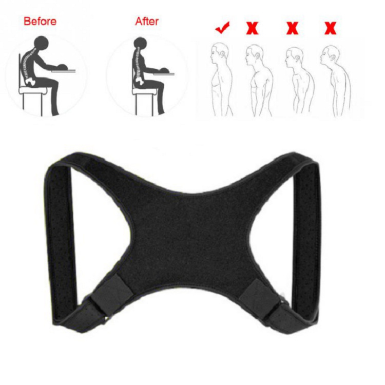

Spine Back Corrector Protection Shoulder Posture Correction Adjustable Band Humpback Back Pain Relief Posture Corrector Brace, Black