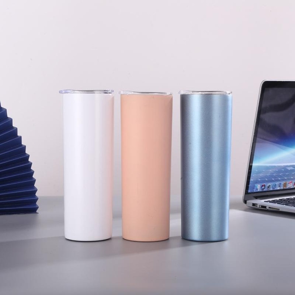 

DHL 20oz Sublimation Skinny Tumbler Blank Stainless Steel Tumbler DIY Straight Cups Vacuum Insulated 600ml Car Tumbler Coffee Mugs fy4275, White