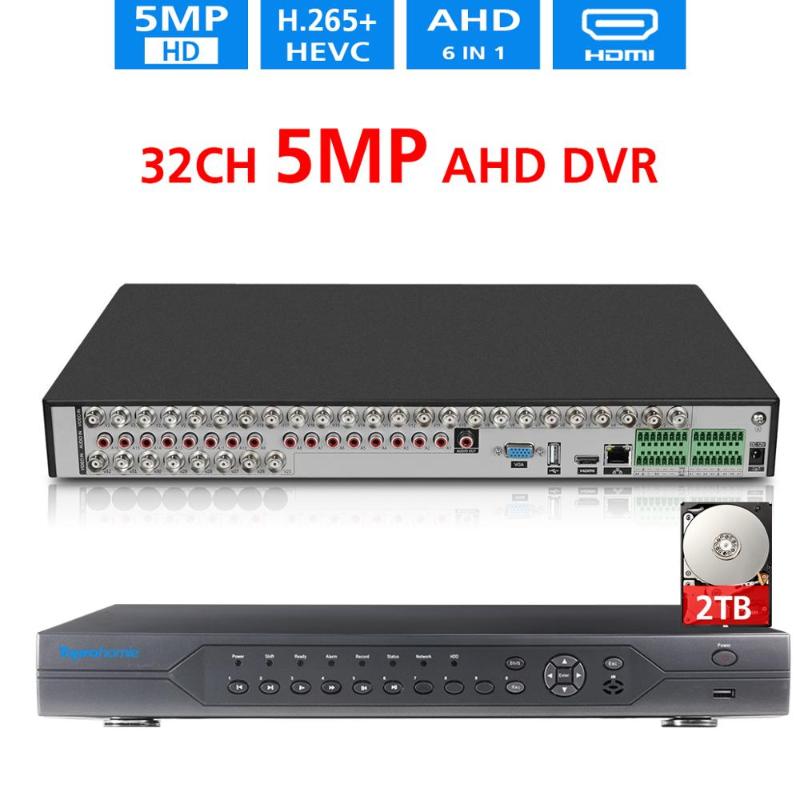 

TOPROHOIME H.265+ Hi3531A 32CH AHD Real 5MP DVR Recorder 24ch 5MP 1080P NVR onvif for ip camera XMEM P2P Phone View DVR Kit
