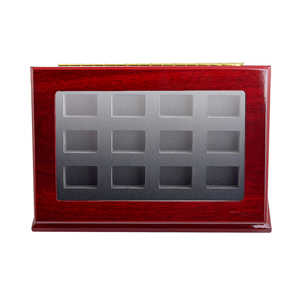 

Sports Championship Rings Wooden Display case Shadow Box Without Rings (12 Slots) Rings are Not Included, Black;white