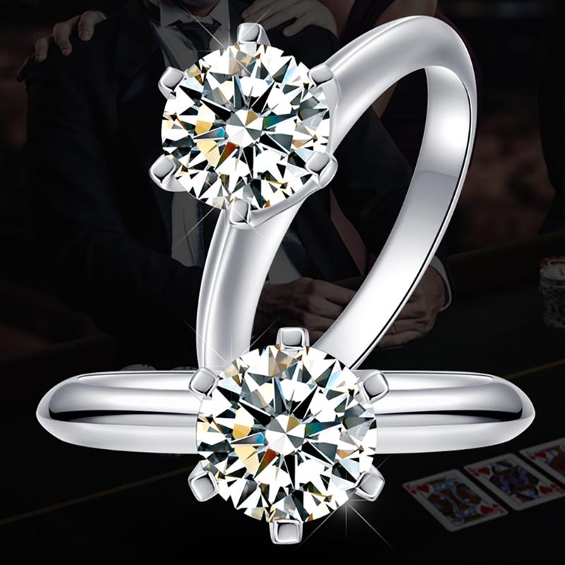 

18K 757 White Gold Ring Women Wedding Anniversary Engagement Party Ring Round Moissanite Diamond Elegant Romantic Trendy Classic