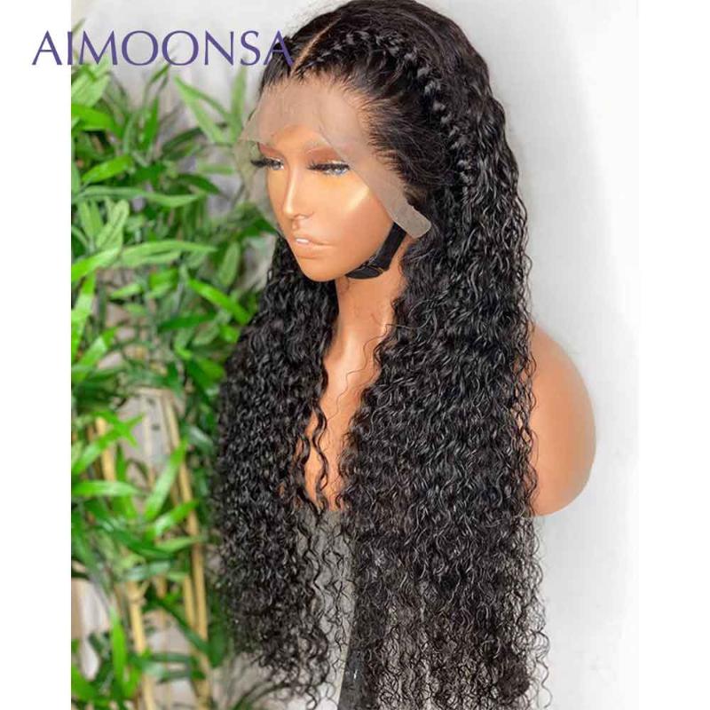 

Transparent Lace Wigs Human Hair Pre Plucked 13x4 Lace Frontal Wig Human Hair Invisible Front Wigs Curly Remy 150% Density, As pic