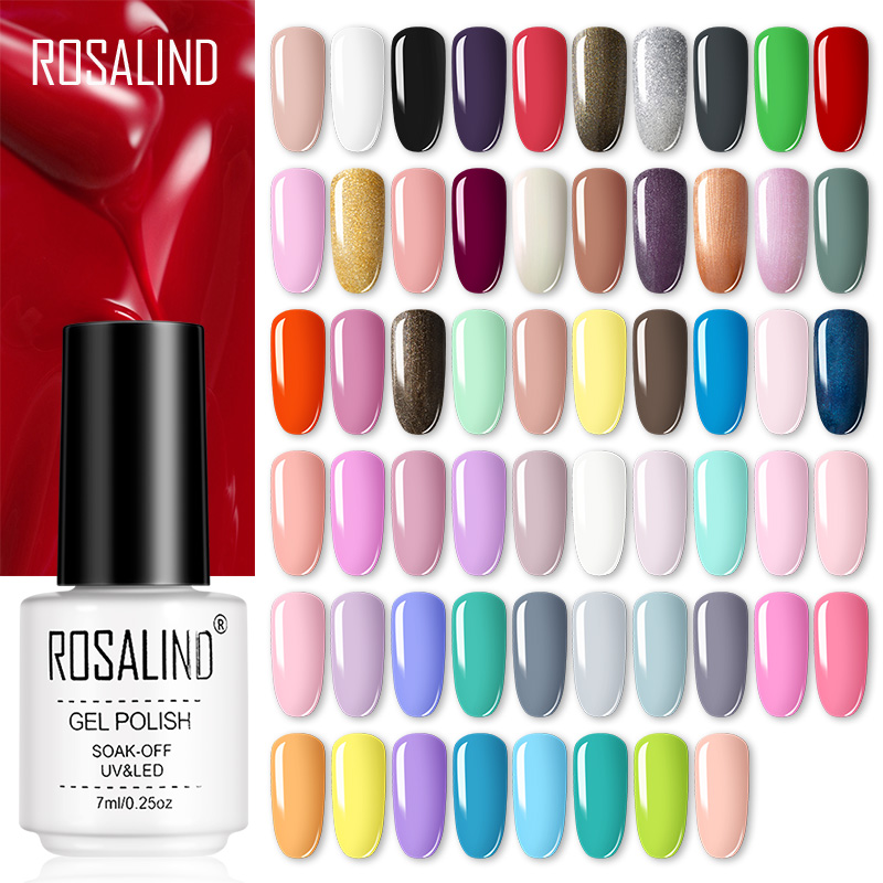 

ROSALIND Nail Gel Polish All For Manicure Semi Permanent Vernis Top Coat UV LED Gel Varnish Soak Off Nail Art Polish, 16