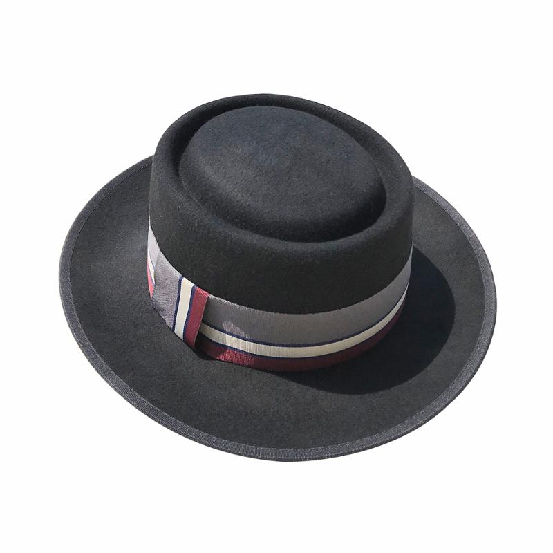 

Women's Classic Wide Brim Warm Wool Fedora Hat with Colored Ribbon Retro Style Felt Panama Hat, Black