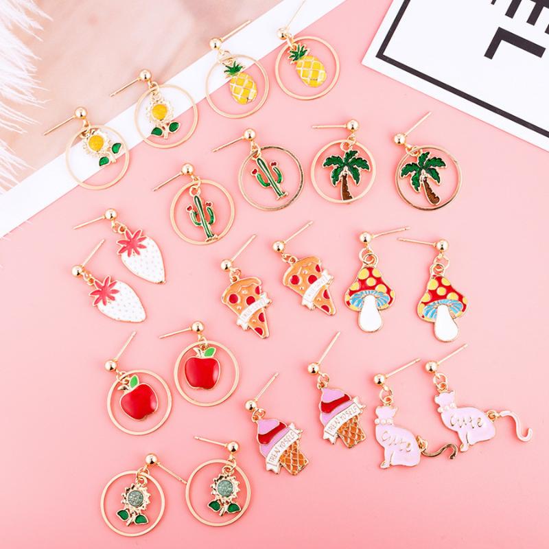 

2020 New Japan Style Cute Fruit Earrings Cream Pineapple Drop Earrings for Girl Women Fashion Jewelry Accessories Wholesale