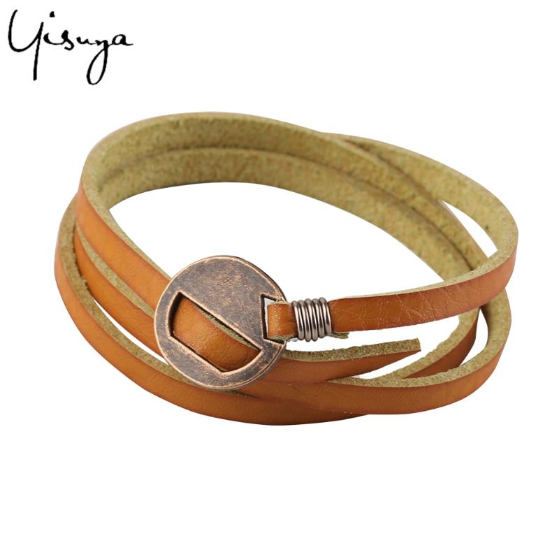 

Retro Brown Multilayer Leather Wrap Bangles Punk Vintage Men Women PU Leather Bracelets Casual Steampunk Gift