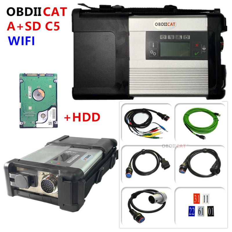 

2020 DHL Free High Quality Full Chip NEC Relays SD Connect Compact C5 Software 2020.6 Diagnostic-tool SD C5 with Wifi (12V+24V