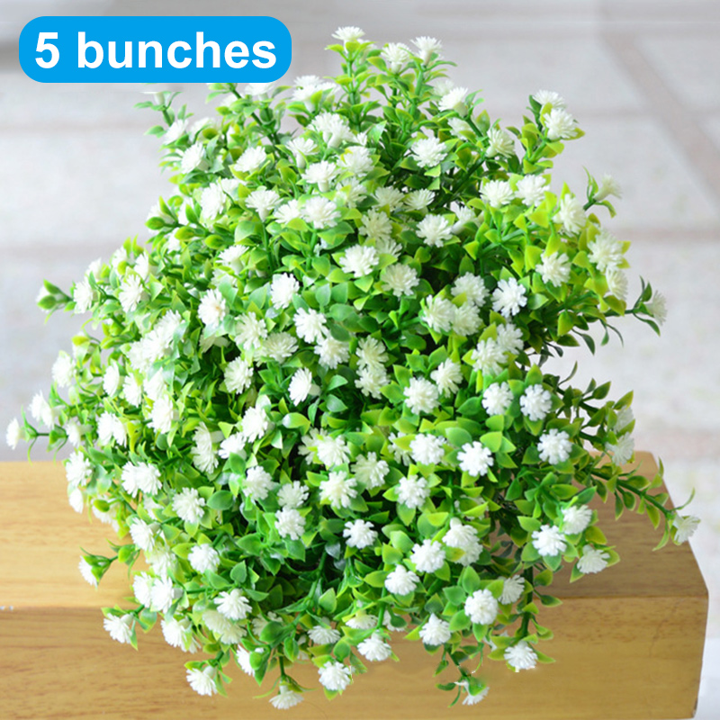

5 Pcs Handmade Flowers Greenery Plants Eucalyptus Outdoor Bridal Wedding Bouquet Decoration HKS99, Green