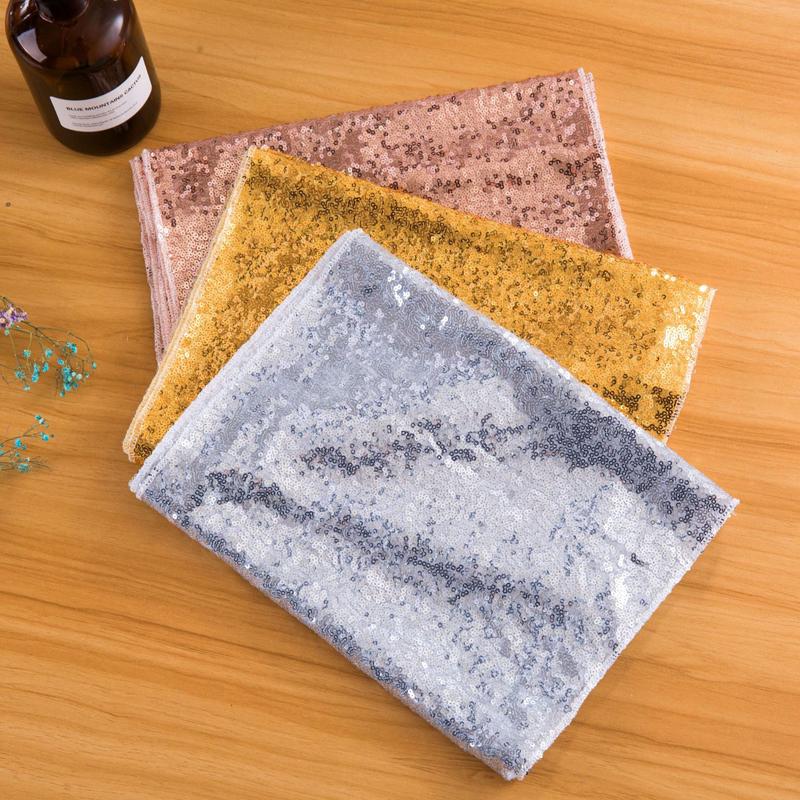 

30*275cm Fabric Table Runner Gold Silver Sequin Table Cloth Sparkly Bling for Wedding Party Decoration Supplies Tablecloth BH3251 DBC
