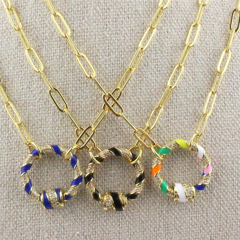 

16inch 5pcs/lot Fashion cz clasp necklace,colorful round shape cz clasp component ,micro pave rosary chain necklace wholesale