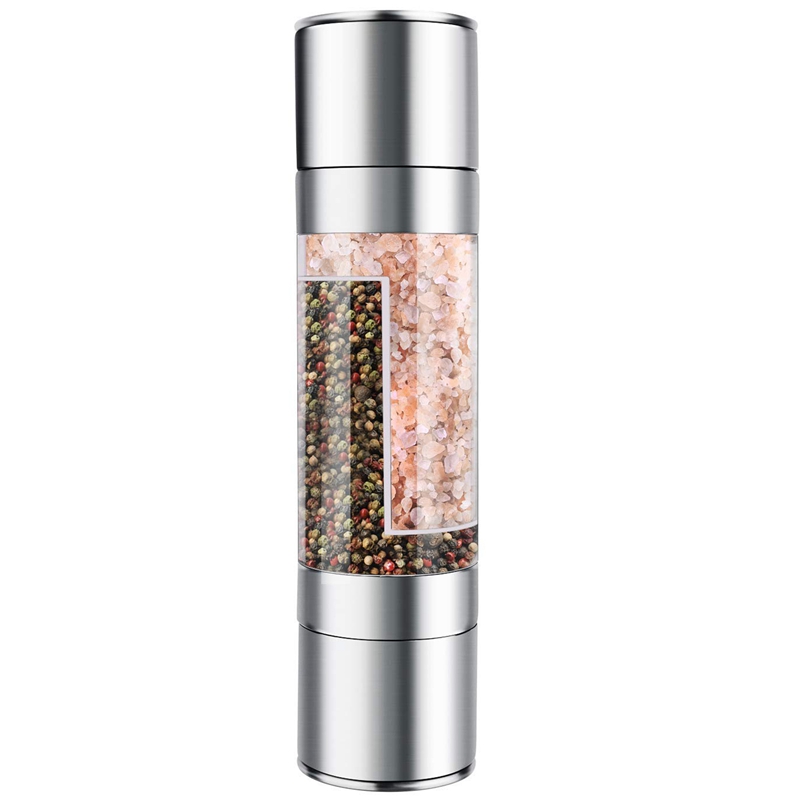 

JEYL Stainless Steel Salt And Pepper Grinder 2 In 1 Manual Salt & Pepper Mill Shakers Refillable With Dual Adjustable Coarseness