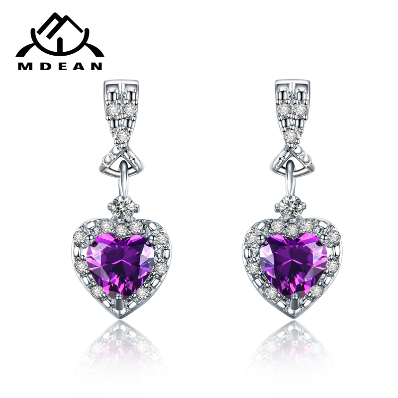 

MDEAN Stud Earrings for women White Gold Color Jewelry zircon Boucle D'oreille Wedding Earrings Brincos MSE076