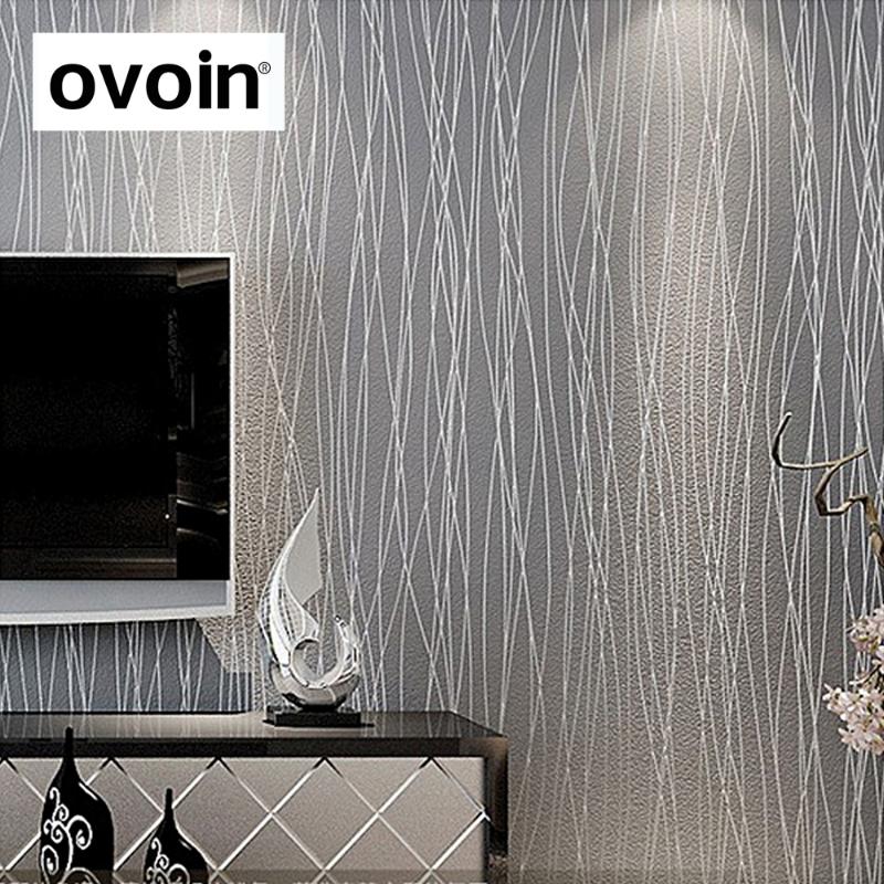 

Grey Modern Plain Wallpaper Home Decor For Bedroom Living Room Wall Coverings Embossed Texture 3D Lines Luxury Stripe Wall Paper, Light grey