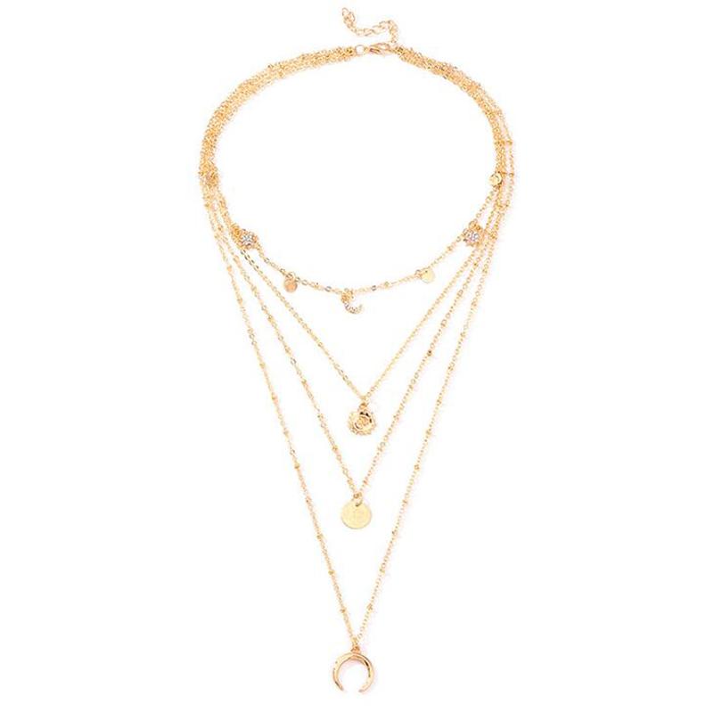 

Alloy Moon Sun Fashion Pendant Necklace For Women Jewelry Collares Friends Accessories Aesthetics Suspension Chains Girl XL10165