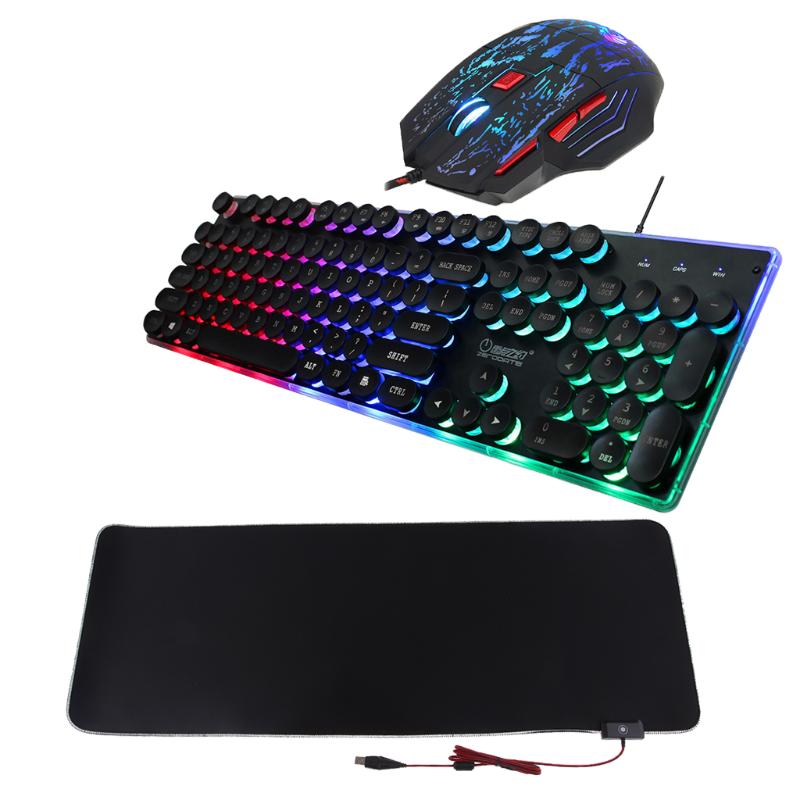 

1000DPI 1600DPI 2400DPI 3200DPI 5500DPI Backlight Gaming Keyboard and Mouse With RGB Lighting Super Large Desktop Support Mat