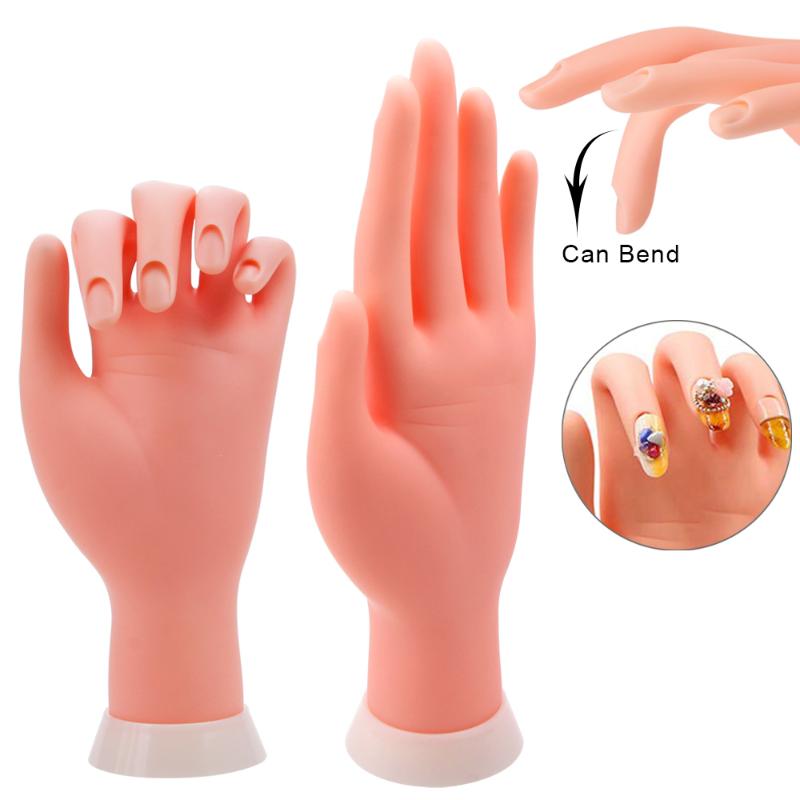 

2Pcs Nail Practice Soft Hand Model Flexible Movable Silicone Prosthetic Fake Hands Nail Art Training Display Model Manicure Tool