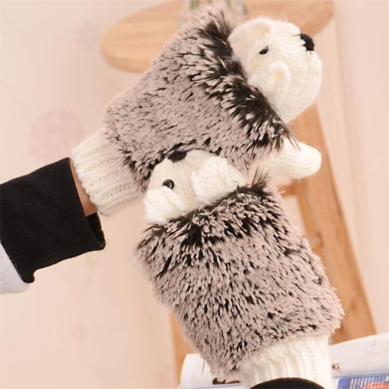 

Winter Gloves for Women Girls Novelty Cartoon Knit Thick Mittens Warm Fitness Gloves Hedgehog Ski Heated Wrist Mittens