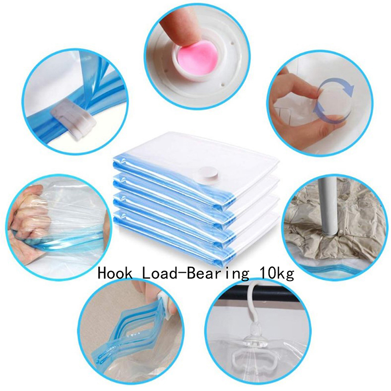 

Foldable Hanging Space Saving Vacuum Storage Bags 80% More Space Saved Closet Organizer Ideal for Clothes, As pic
