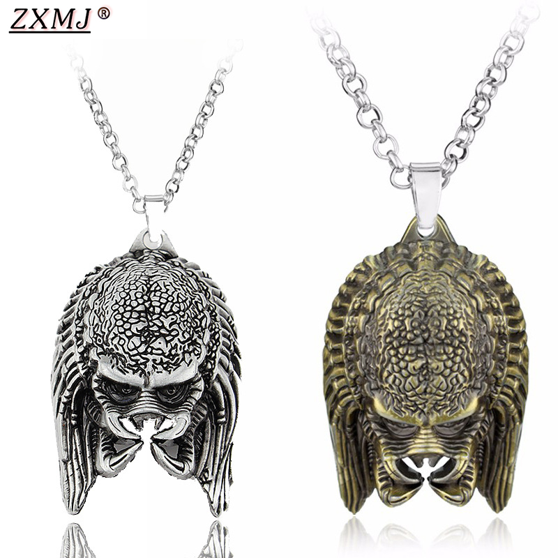 

ZXMJ Aliens Pendant Necklace Fashion Alien mask helmet Pendants Movie periphery Vintage Bronze for Men new