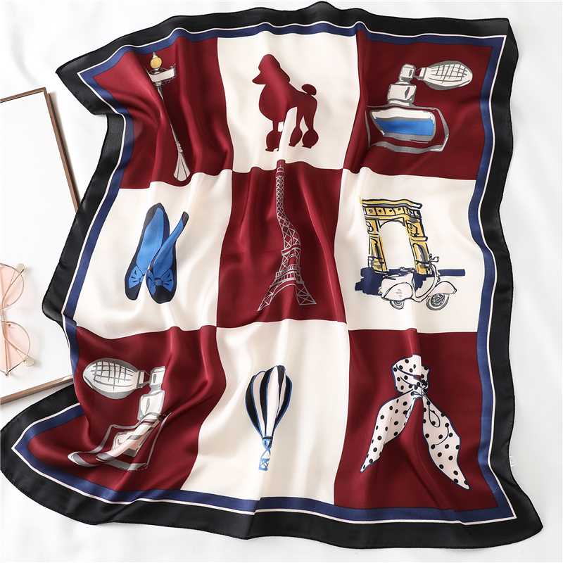 

Luxury Women Silk Bag Neck Scarf Shawls Hair Wraps Lady Square Foulard Kerchief Print Bandana Fashion Headband 2020