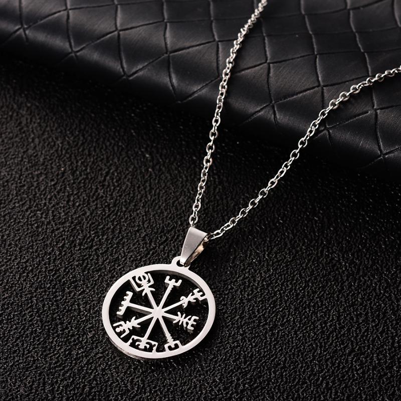 

Classic Viking Vegvisir Compass Necklaces Women Stainless Steel Nordic Runes Odin Men Necklaces & Pendants Celts Ethnic Jewelry