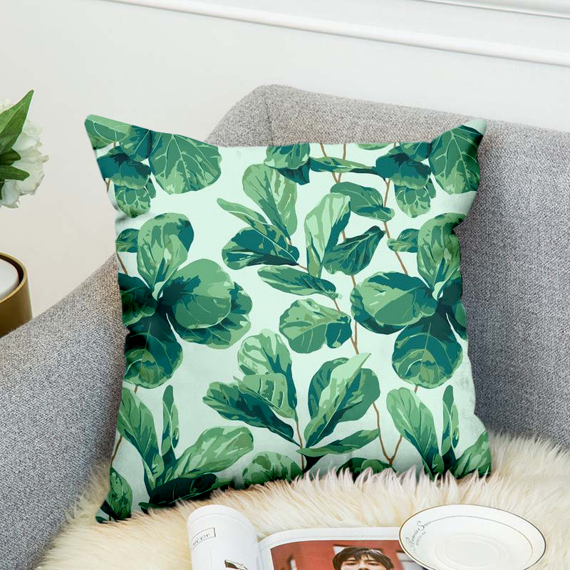 

Tropical Plants Pillow Case Polyester Decorative Pillowcases Green Leaves Throw Pillow Cover Square Poszewki Na Poduszki style5, Black