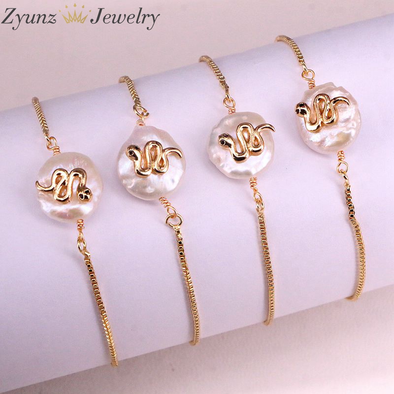 

10PCS, Fashion women's pearl snake bracelets jewelry gold cz zircon bracelet bangle adjustable chain bracelet for women