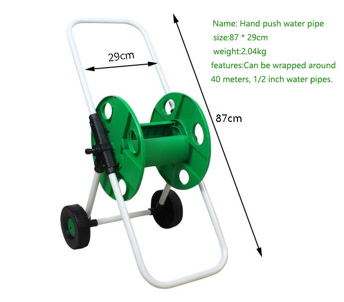 

2020 New Portable Hand push Garden Hose Reel Seal Strong Watertight Hose Cart Car Wash Household Water Holder, Green