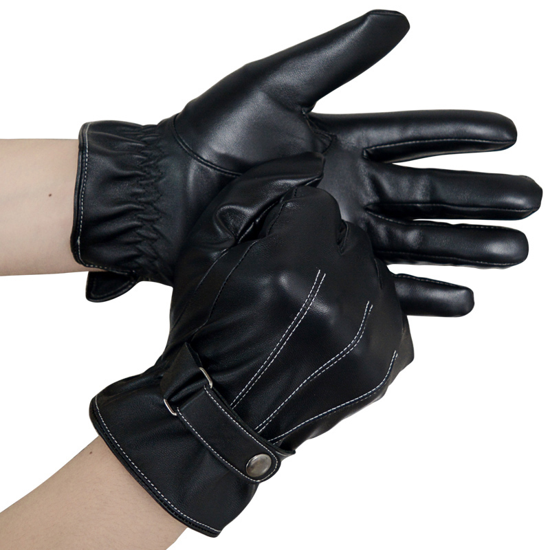 

Winter Fashion men Genuine Leather Gloves Fur inside winter Gloves warm man male