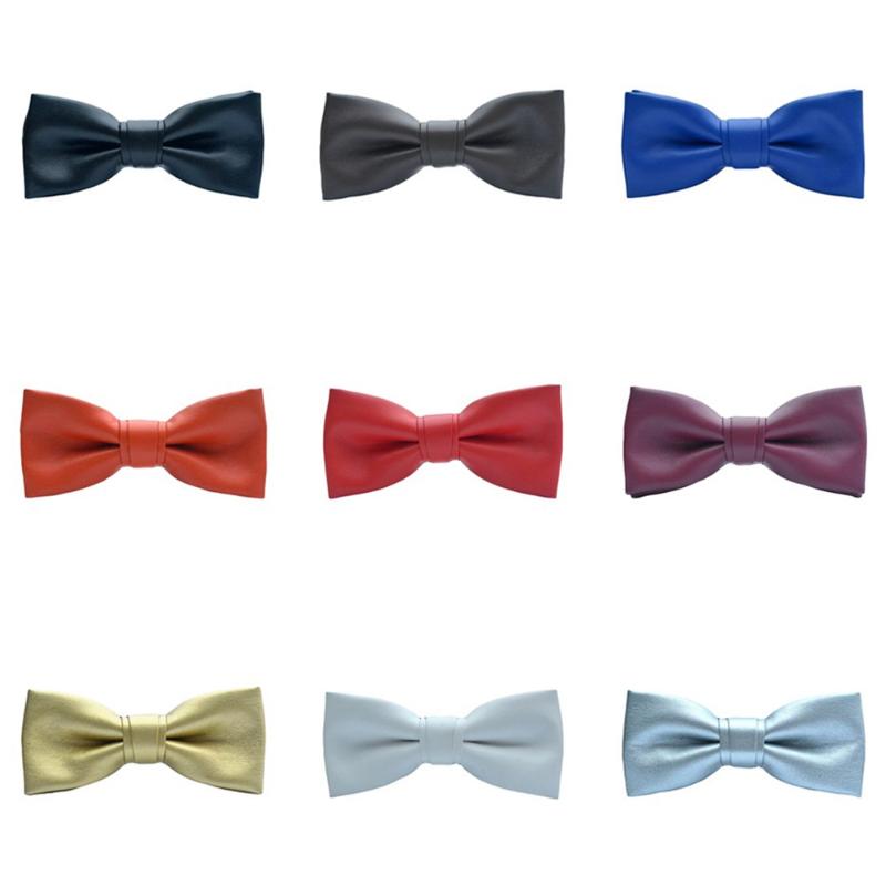 

Men Noble Solid Color Pre-tied Bowtie Wedding PU Leather Tuxedo Business Bow Tie