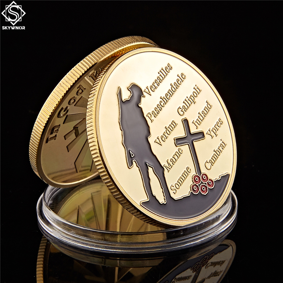 1914-1918 Military War Gold Plated Souvenir Coin Craft Great 100th Anniversary Commemorative Challenge Badge Medal-image-582123197