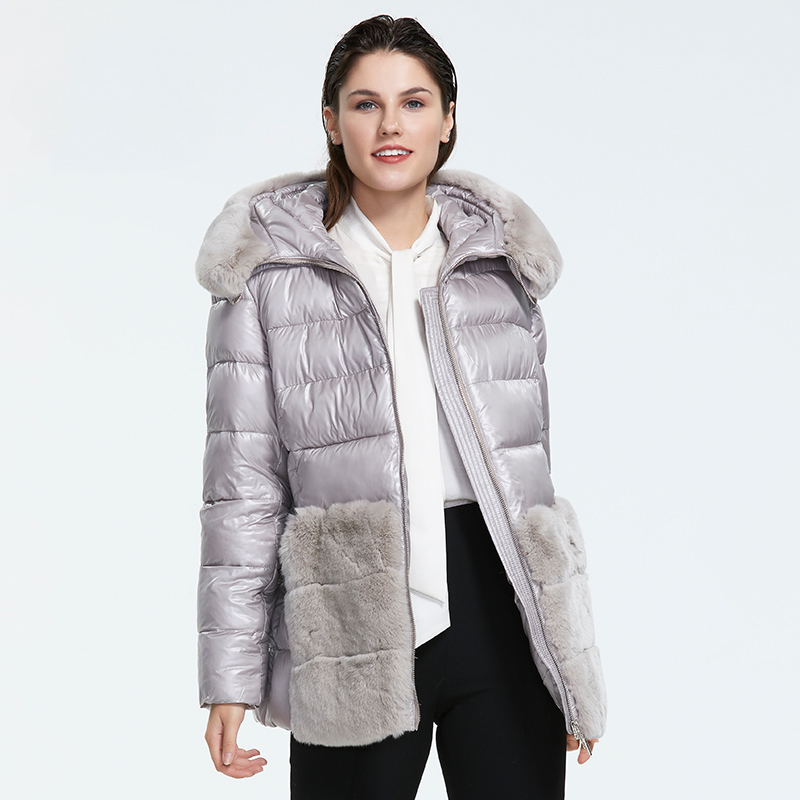 

Winter new arrival down jacket women with a fur collar outerwear high quality short light color winter coat, Tan;black