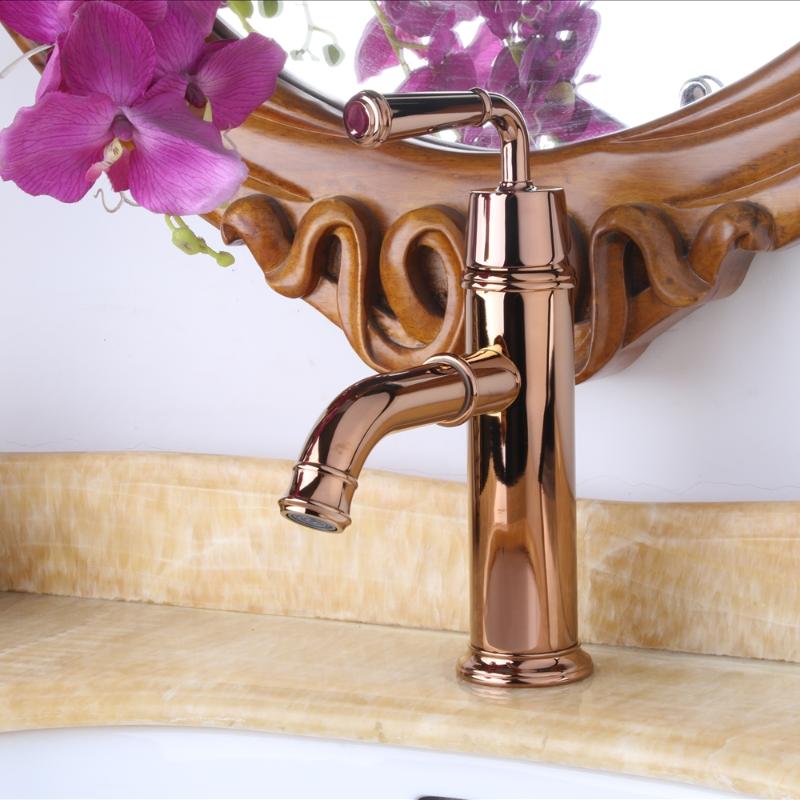 

Basin Faucets Modern Bathroom Mixer Tap Rose Gold Black Washbasin Faucet Single Handle Single Hole Waterfall Faucet 2435M