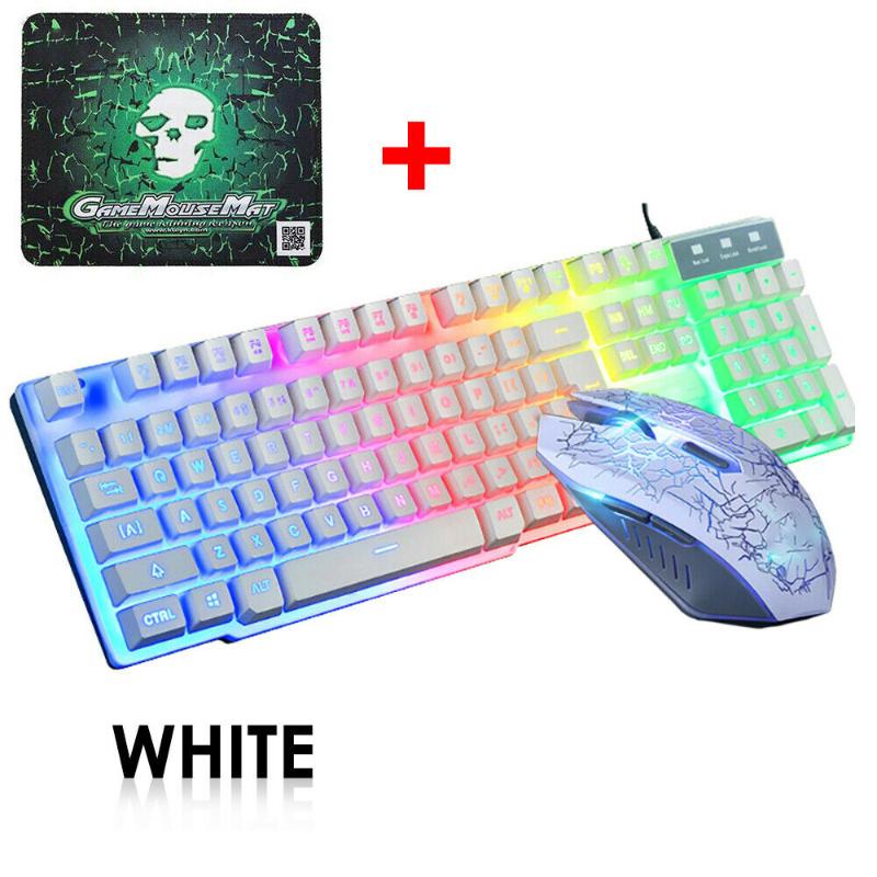 

Teclado Para Juegos, Juego De RatóN Con Cable Gaming Mouse Set LED USB Keyboard Kit Design Multicolor Breathing Lights
