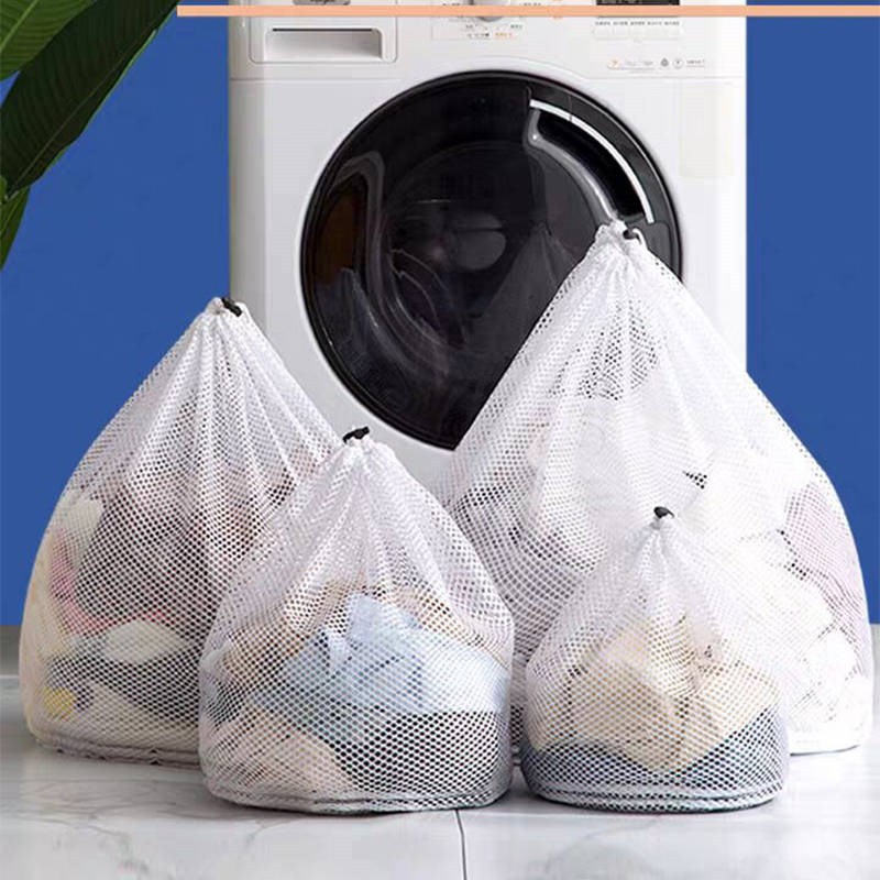 

4Sizes Clothing Mesh Bags Coarse Fine Lines Drawstring Laundry Basket Bra Underwear Household Cleaning Tool For Washing Machine