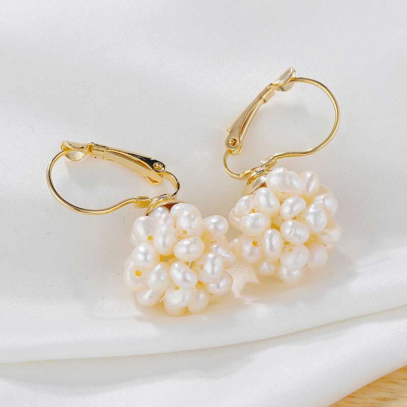 

Hoop & Huggie AMORCOME Korea Fashion Baroque Pearl Earrings Temperament Round Pendant Jewelry For Women Girls Wedding Gift 2021