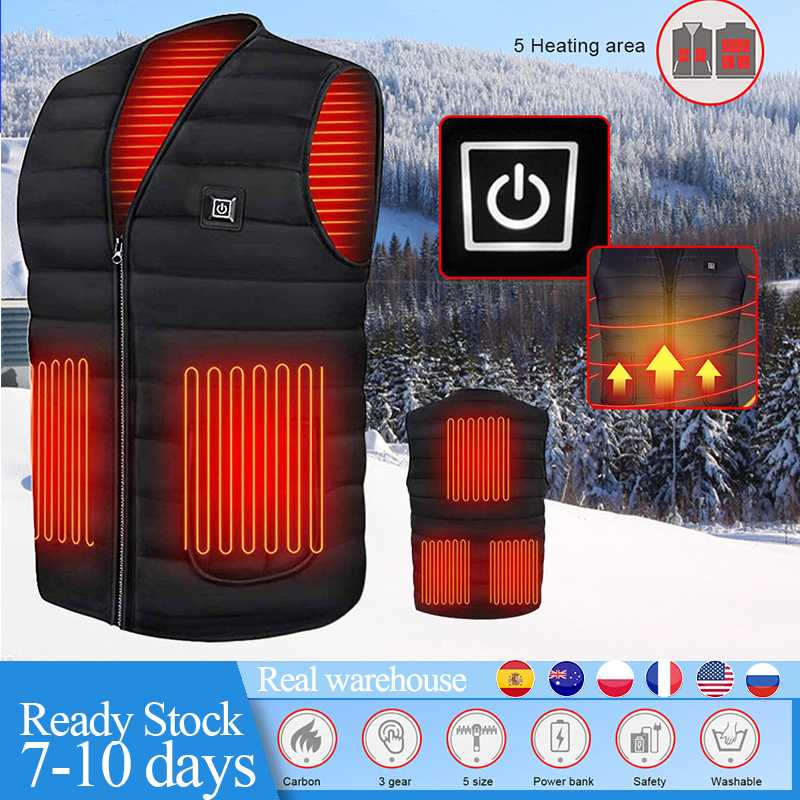 

Electric Heated Jacket USB Heated Vest Outdoor Warm Washable Women' Warm Vest Winter Autumn Hunting 2020, Black
